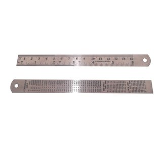 Stahlmaß Stahllineal 150mm 6 Zoll die ersten 50mm mit 0,5mm Teilung und Tabelle